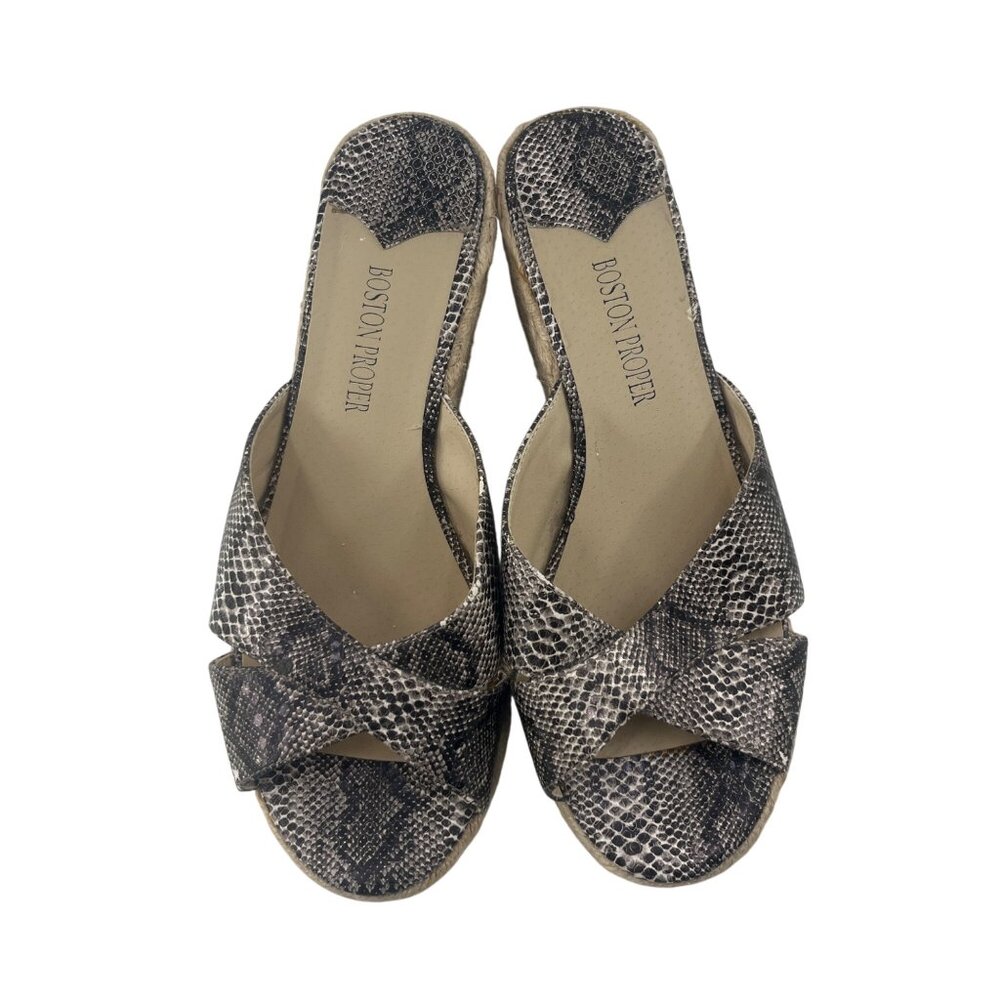 Boston Proper Womens Snakeskin Pattern Wedge Sand… - image 6